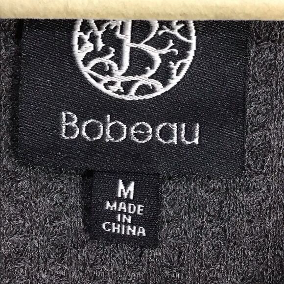 Bobeau Womens Medium Top Dark Gray Charcoal Waffle Knit Cowl Neck Long Sleeve - Picture 8 of 10